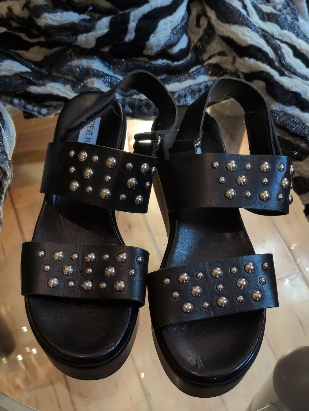 Steve Madden Wedge Sandals with Silver Studs